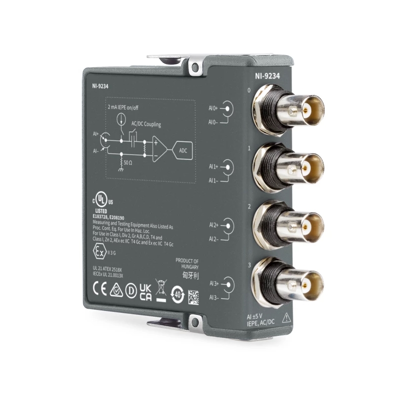 NI-9234 C Series Sound and Vibration Input Module, 4-Ch, 51.2 kS s, IEPE and AC DC